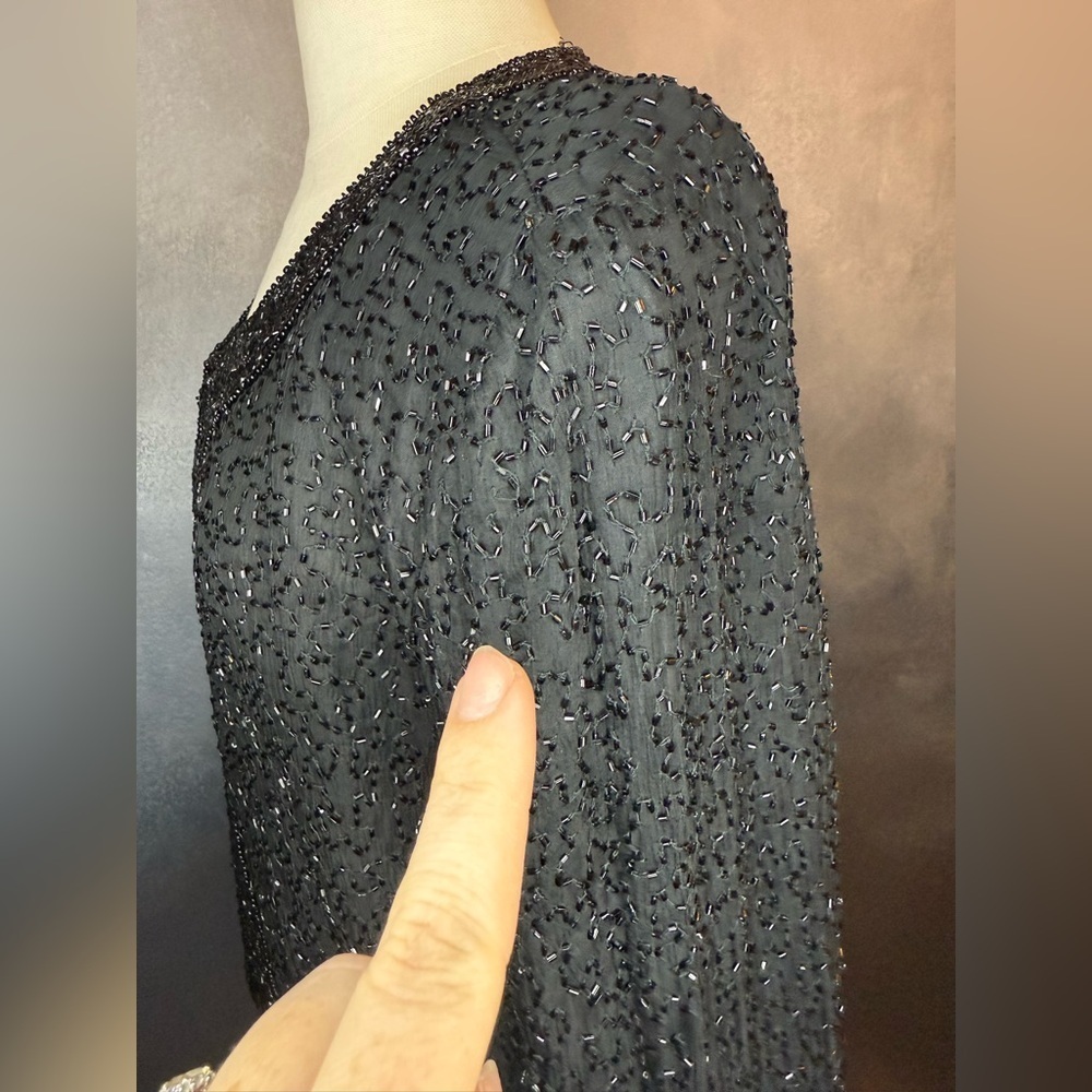Vintage Sténay 100% Silk Beaded Jacket/Cardigan - Picture 9 of 13